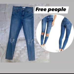 Free People High Rise Stretch Skinny Jeans Sz W28
